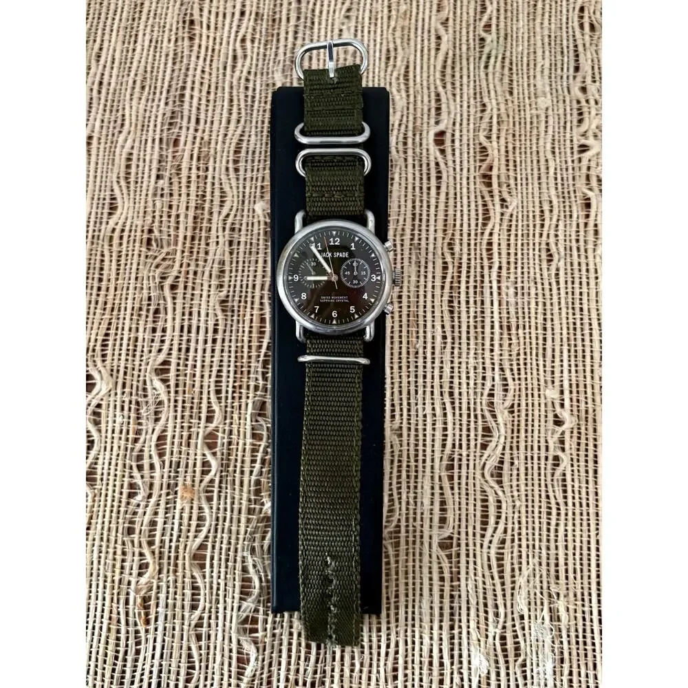Jack Spade Norton 2-Eye Chronograph Stainless Steel Black Watch 38mm 2 Bands